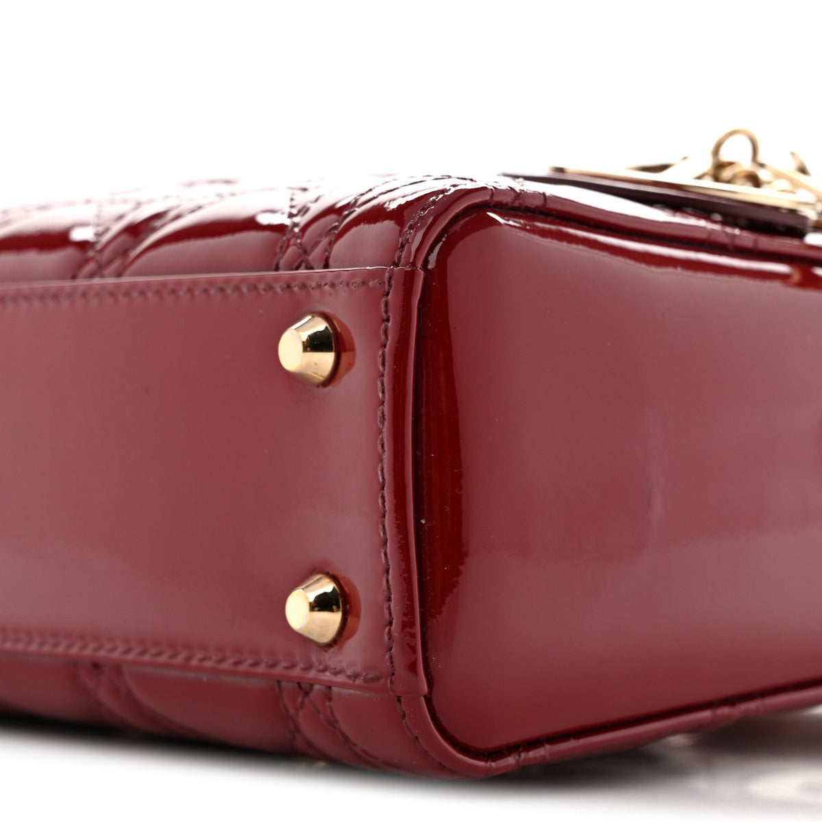 Patent Cannage Mini Lady Dior Red