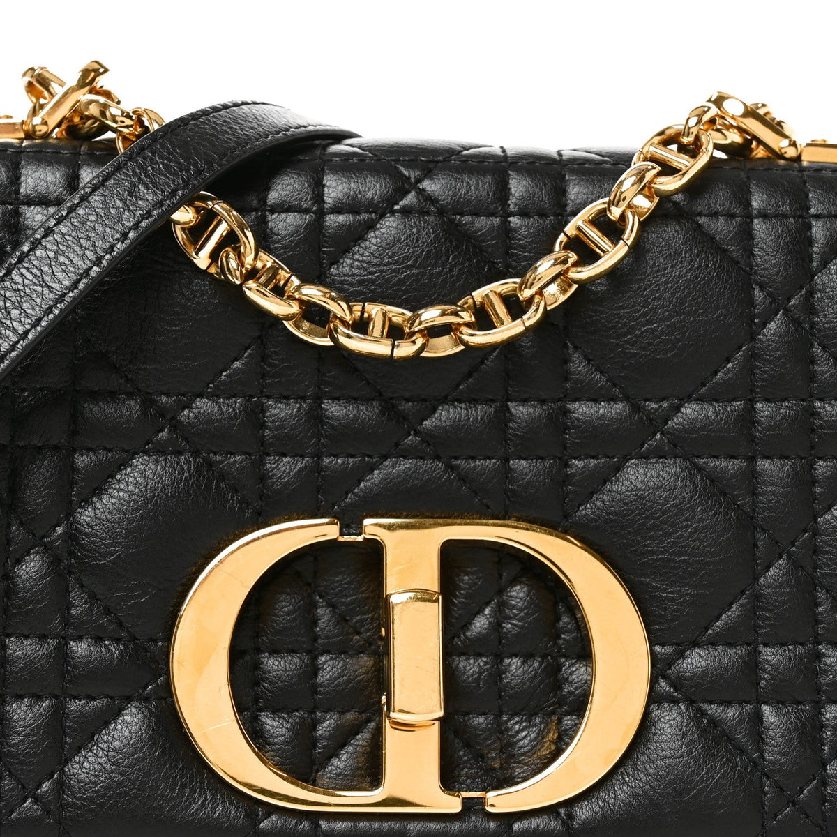 Calfskin Cannage Small Caro Bag Black