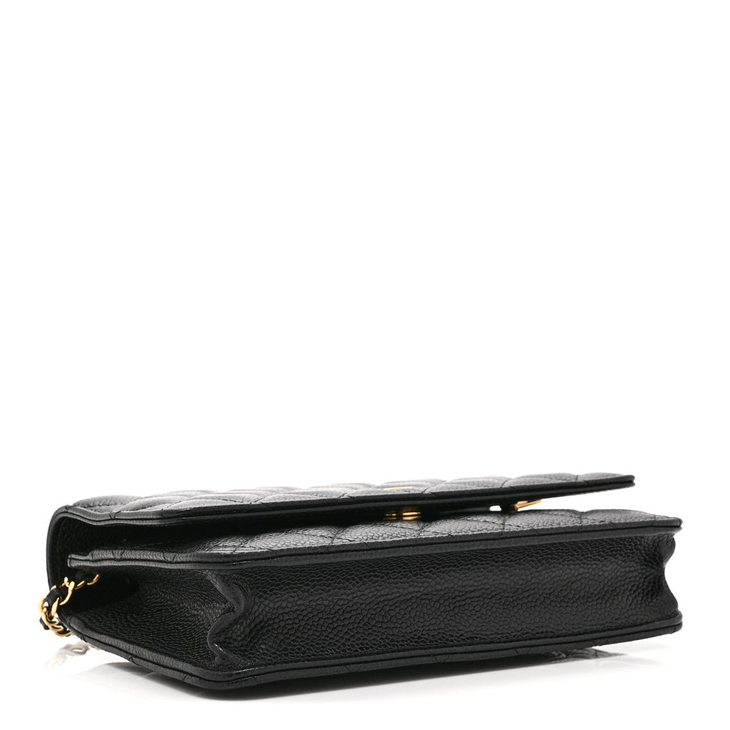 Caviar Quilted Wallet on Chain WOC Black