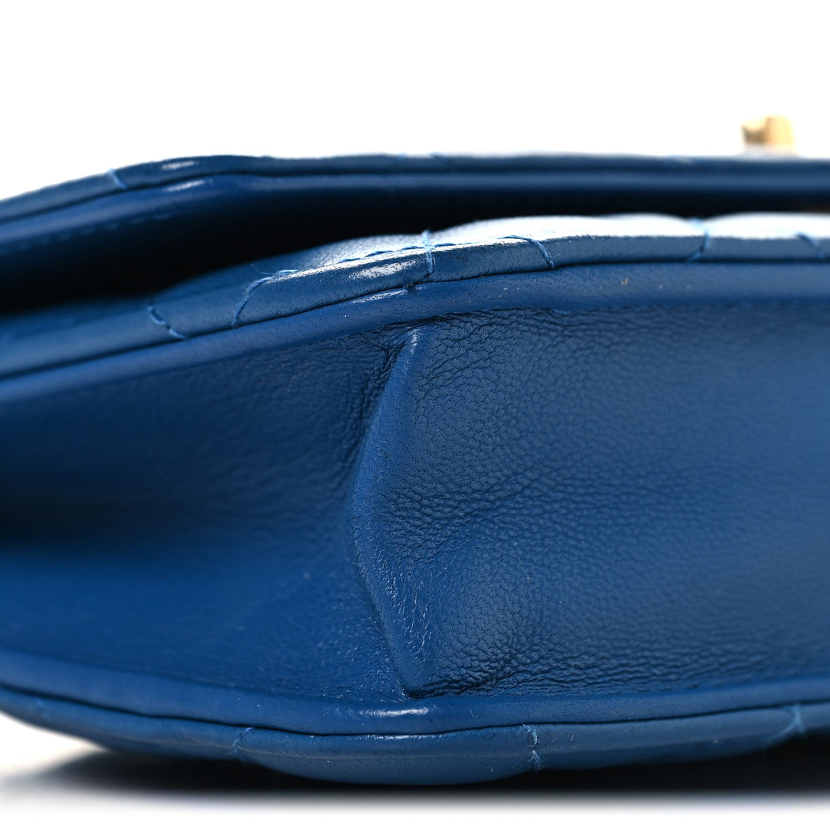 Lambskin Quilted CC Pearl Crush Wallet on Chain WOC Blue