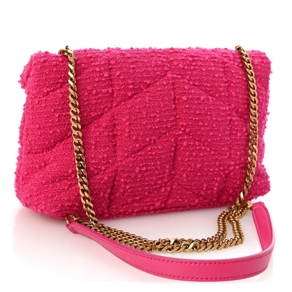 Boucle Tweed Quilted Toy Loulou Puffer Monogram Chain Satchel Magenta