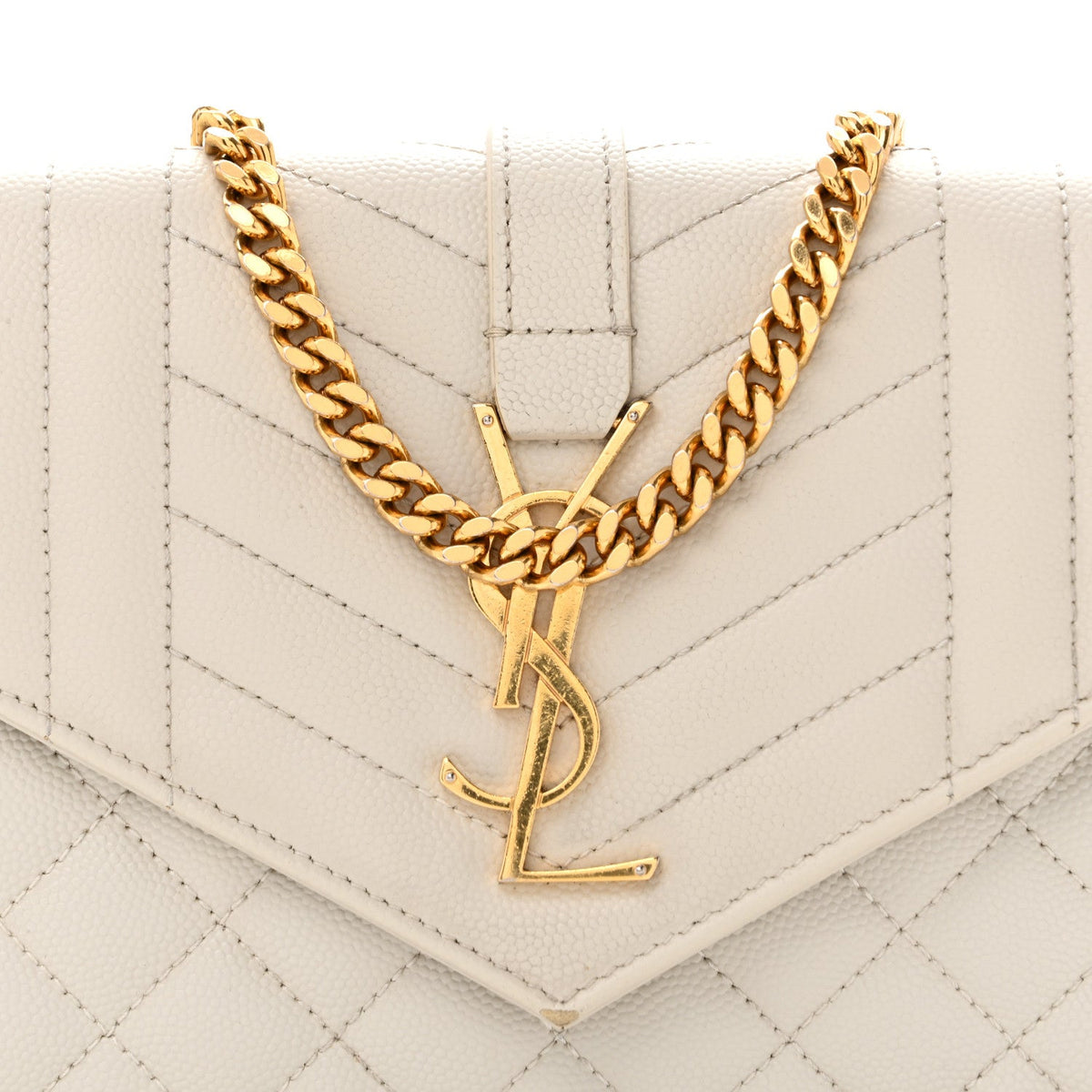 Grain De Poudre Mixed Matelasse Triquilt Monogram Chain Wallet Crema Soft