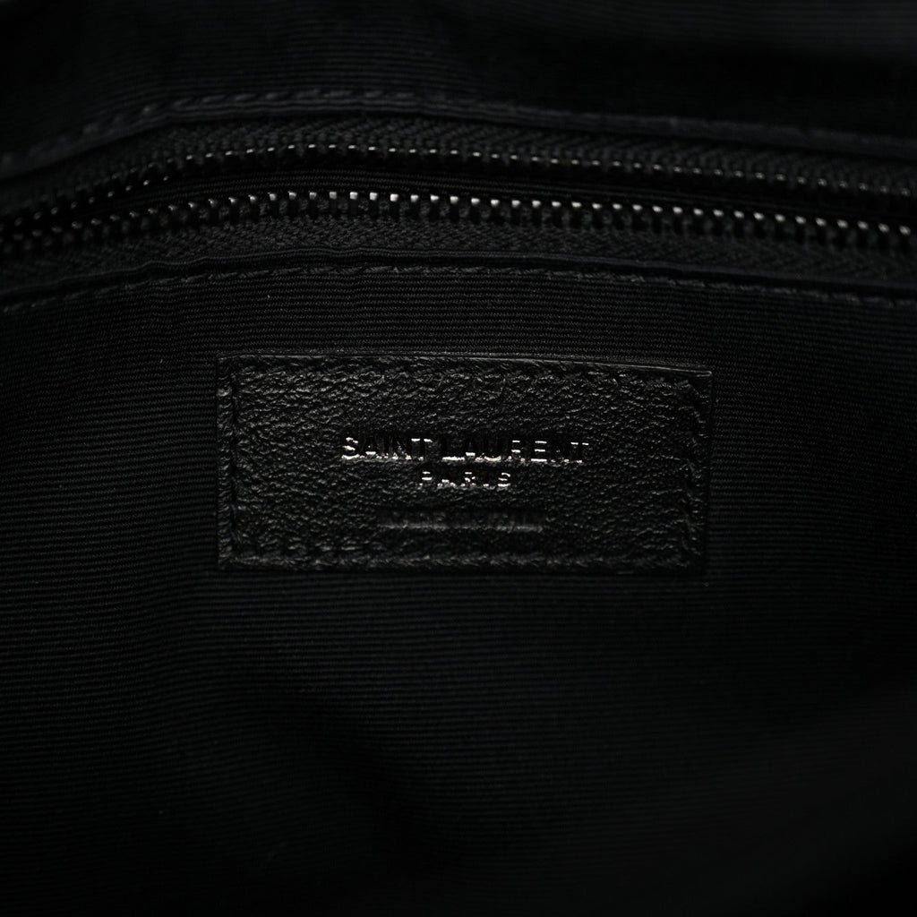 Calfskin Y Quilted Monogram Monochrome Medium Loulou Chain Satchel Black