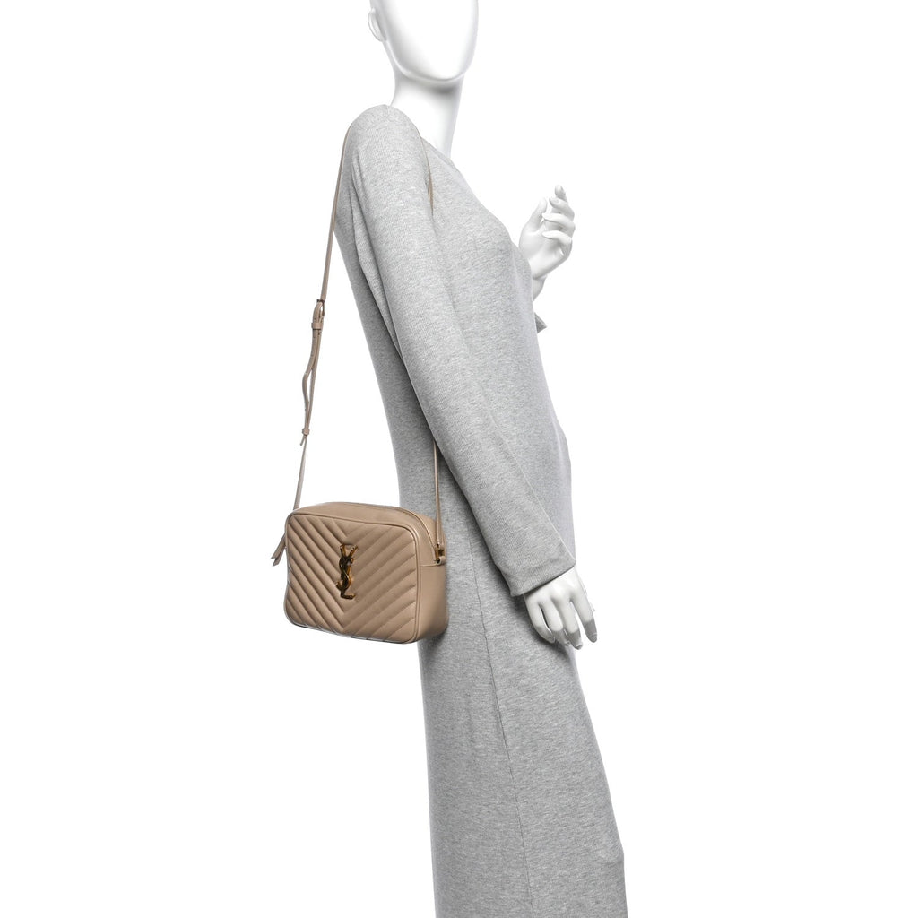 Calfskin Matelasse Monogram Lou Camera Bag Dark Beige
