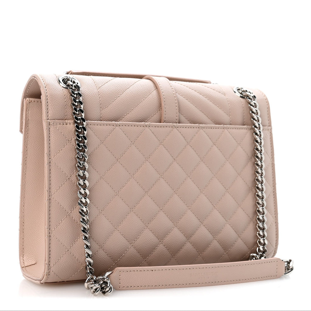 Grain De Poudre Textured Mixed Matelasse Medium Triquilt Monogram Satchel Marble Pink