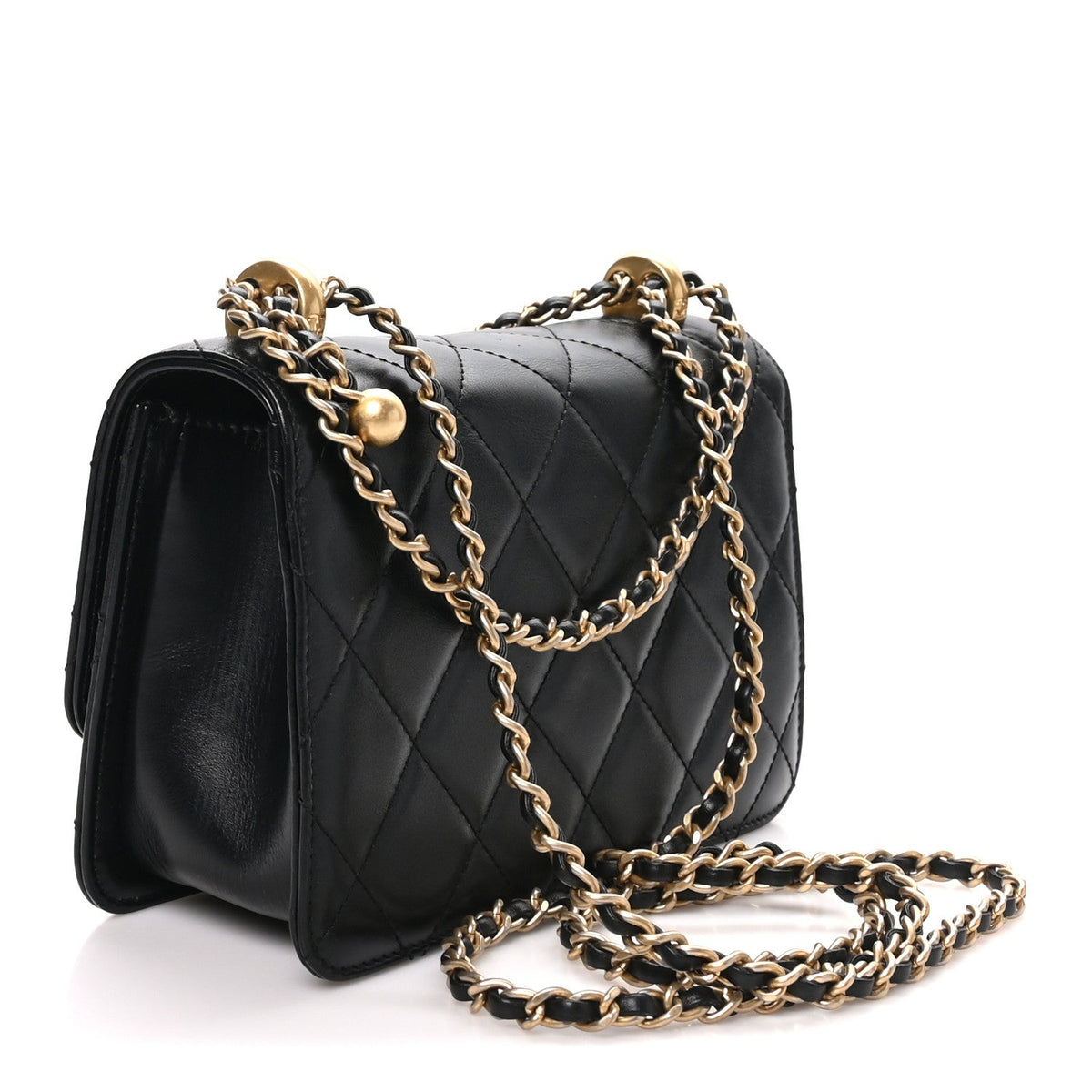 Calfskin Quilted Mini Perfect Fit Flap Black Black Black