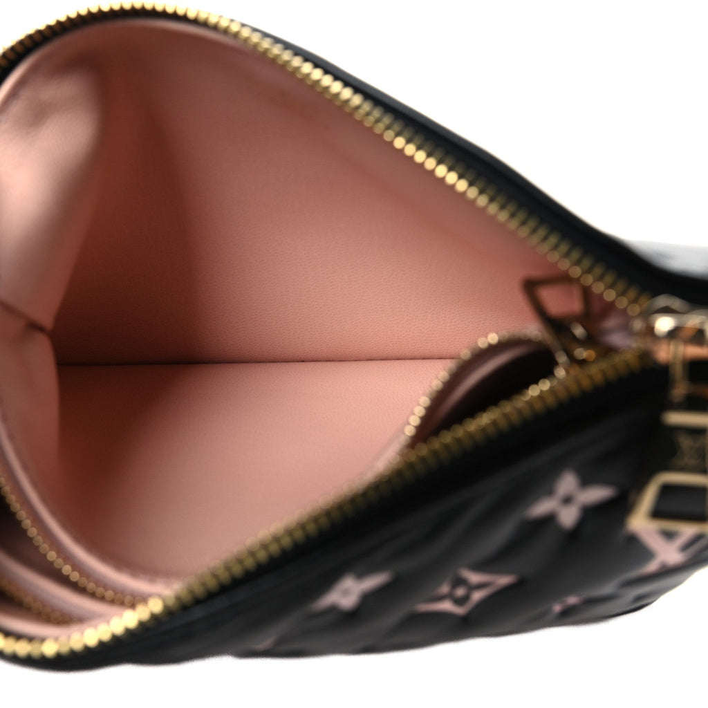 Lambskin Embossed Monogram LV Ski Coussin BB Black Rose