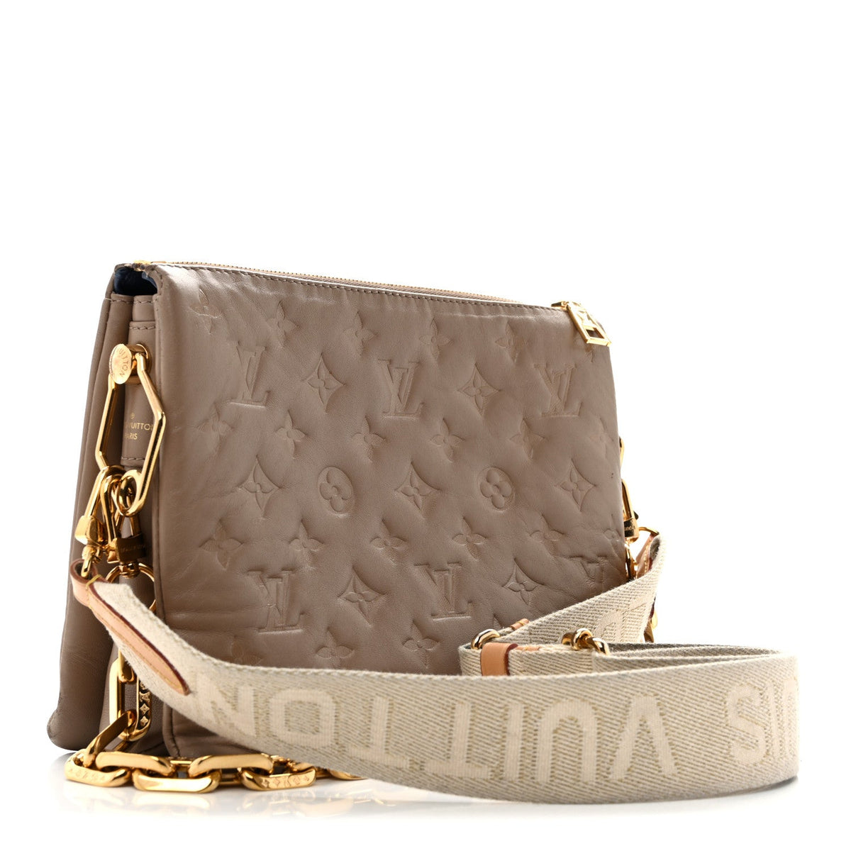 Lambskin Embossed Monogram Coussin PM Taupe
