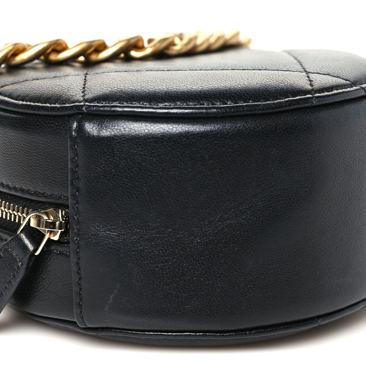 Lambskin Quilted Chanel 19 Round Clutch With Chain Black