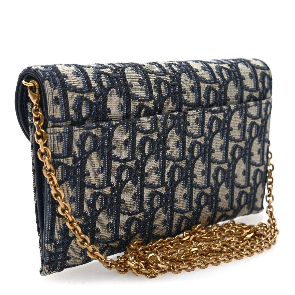 Oblique Saddle Chain Long Wallet Blue
