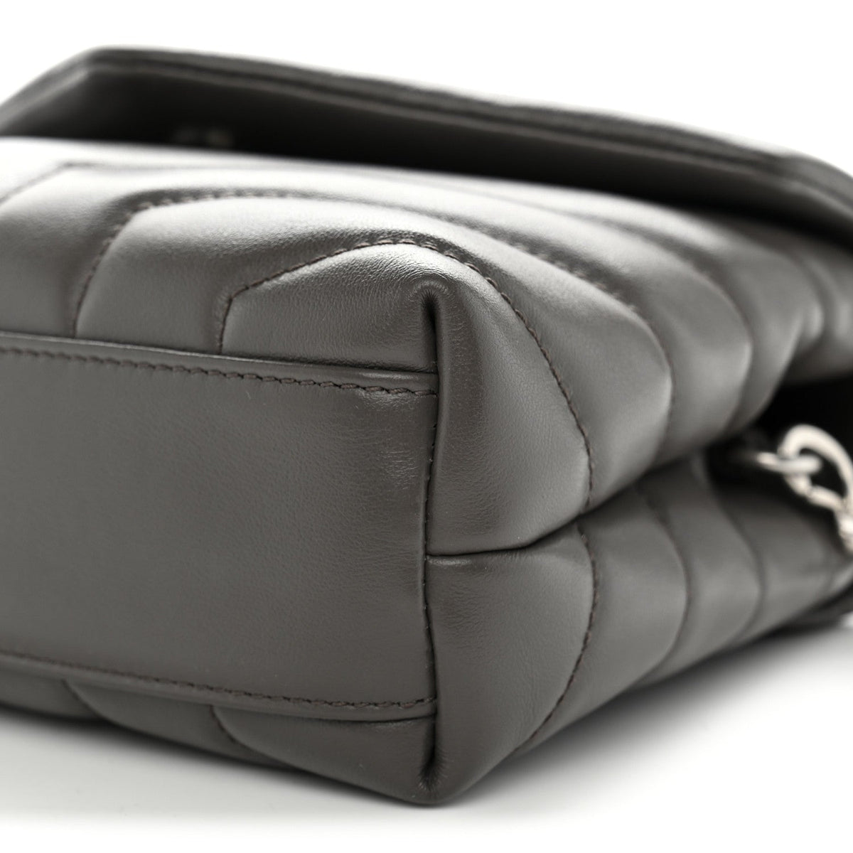 Calfskin Y Quilted Monogram Toy Loulou Crossbody Bag Grey Kaki