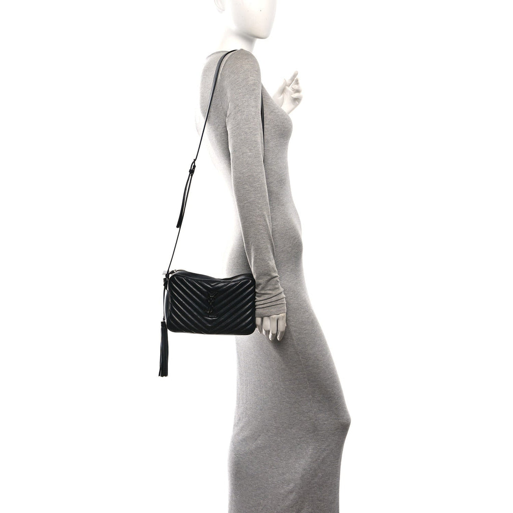 Calfskin Matelasse Monogram Monochrome Lou Camera Bag Black