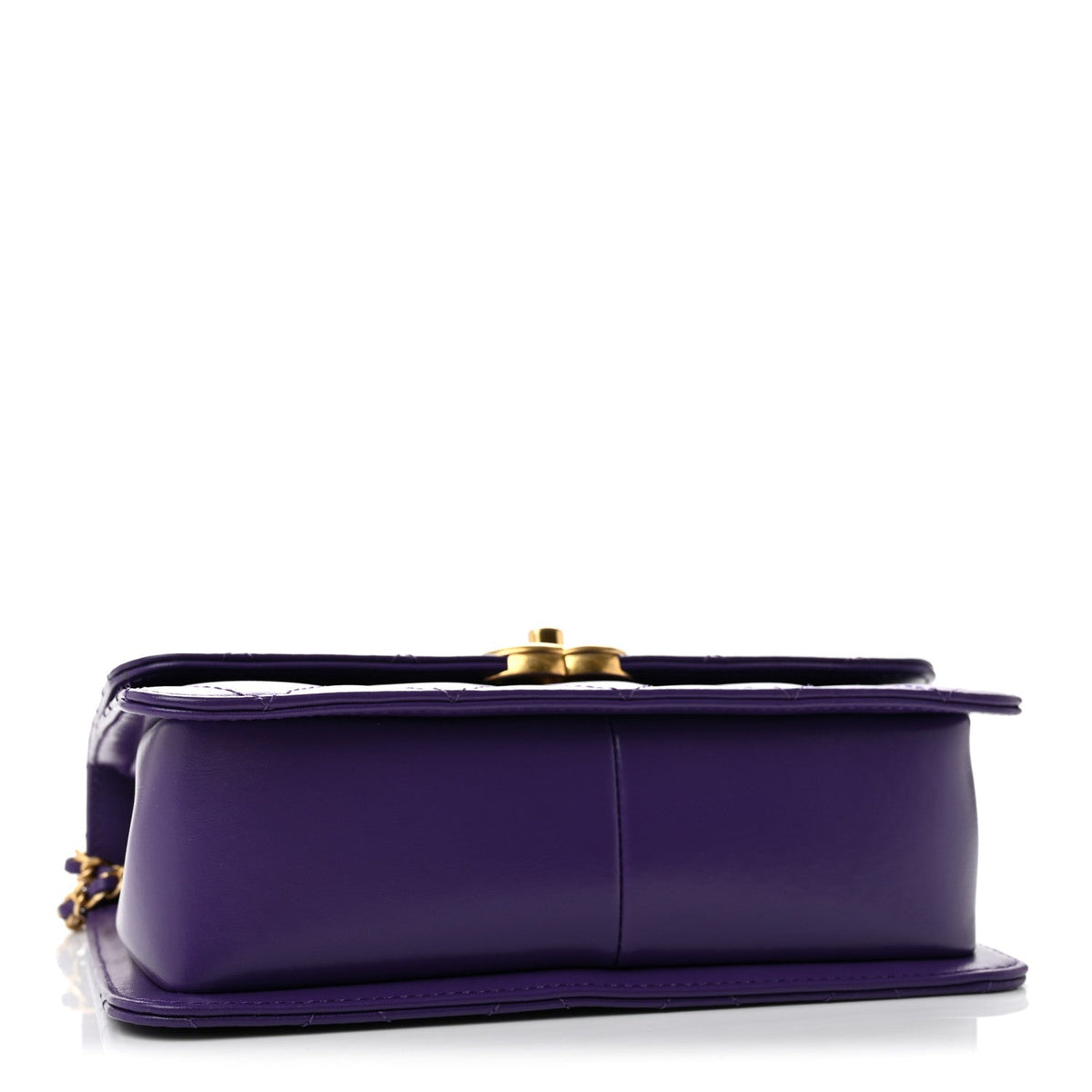 Calfskin Quilted Perfect Fit Flap Purple
