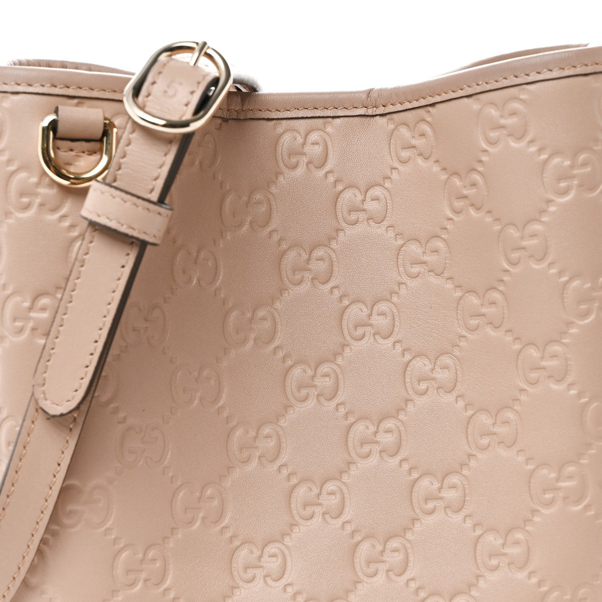 GG Calfskin Embossed Emblem Small Bucket Bag Taupe