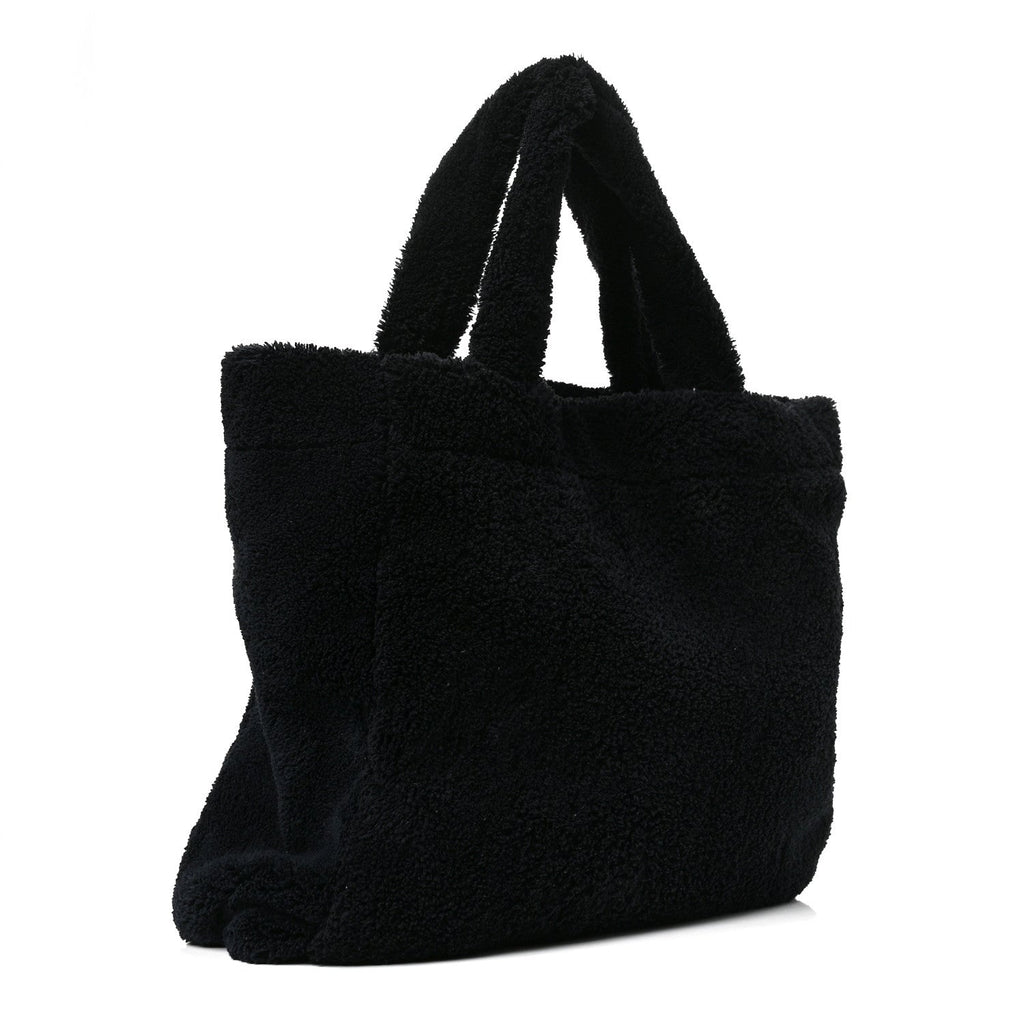 Terry Cloth Tote Bag Black White