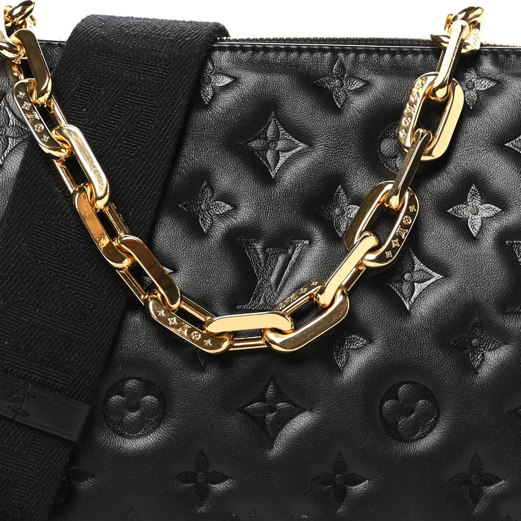 Lambskin Embossed Monogram Coussin PM Black