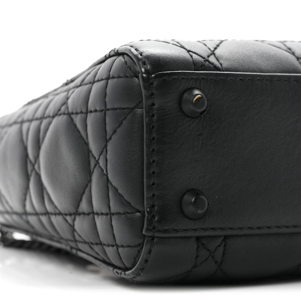 Ultra Matte Calfskin Cannage Mini Lady Dior Black