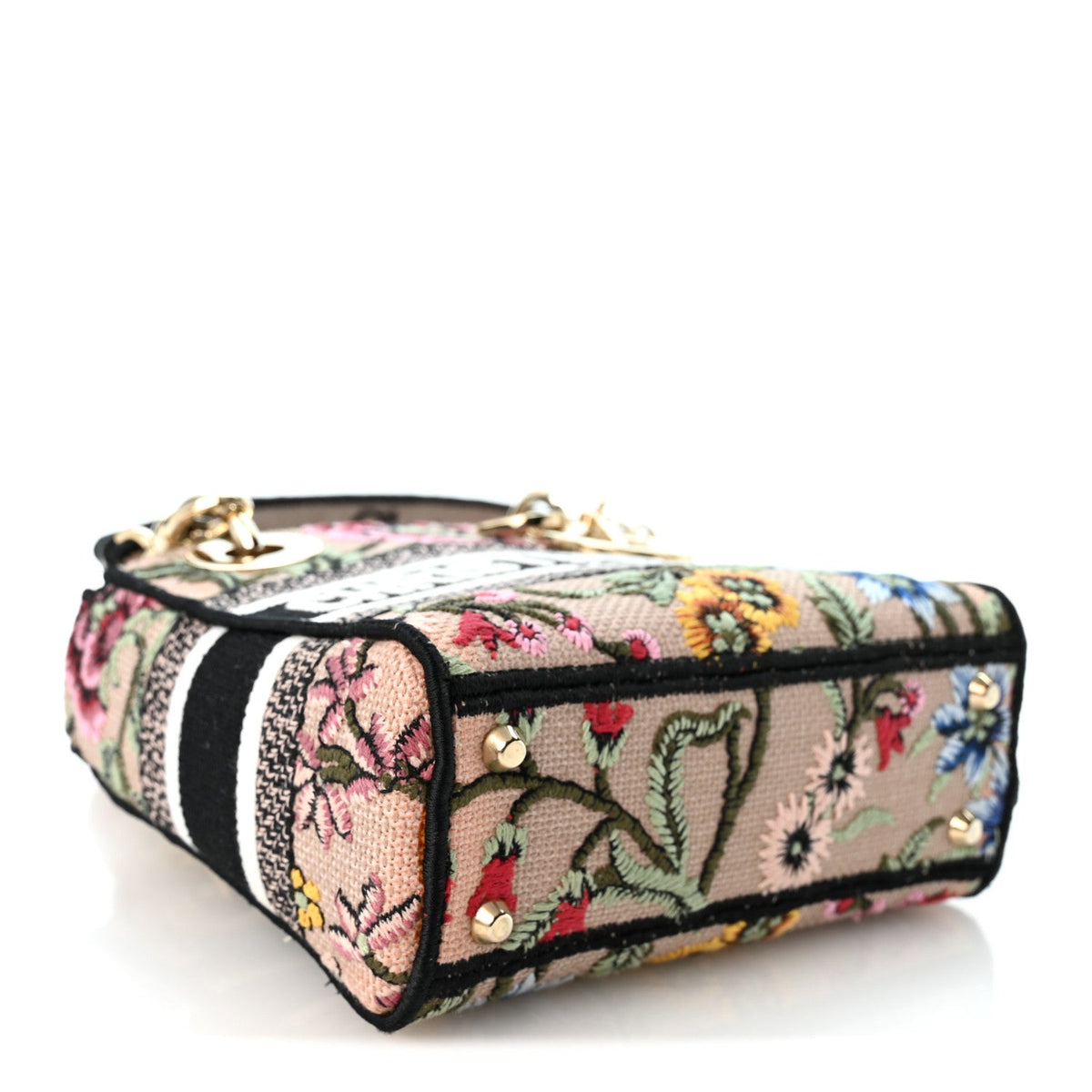Canvas Petites Fleurs Embroidered Mini Lady D-Lite Rose Multicolor