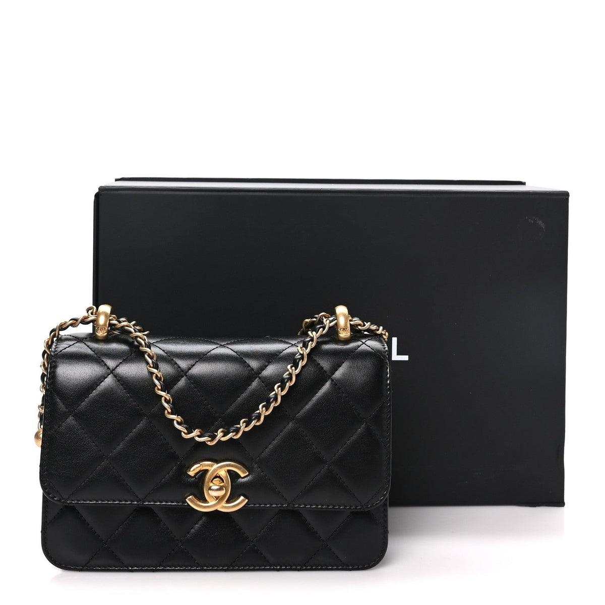 Calfskin Quilted Mini Perfect Fit Flap Black Black Black