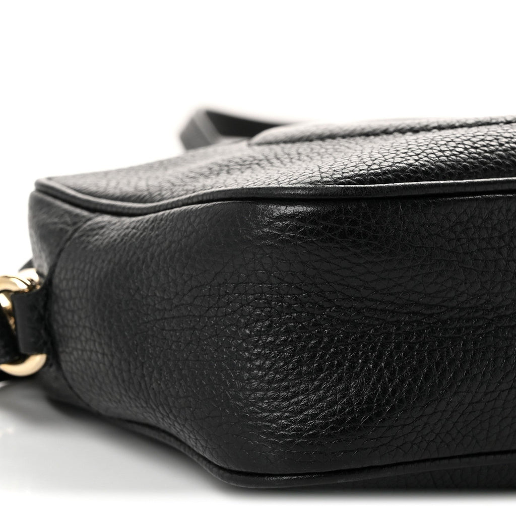 Pebbled Calfskin Small Soho Disco Bag Black