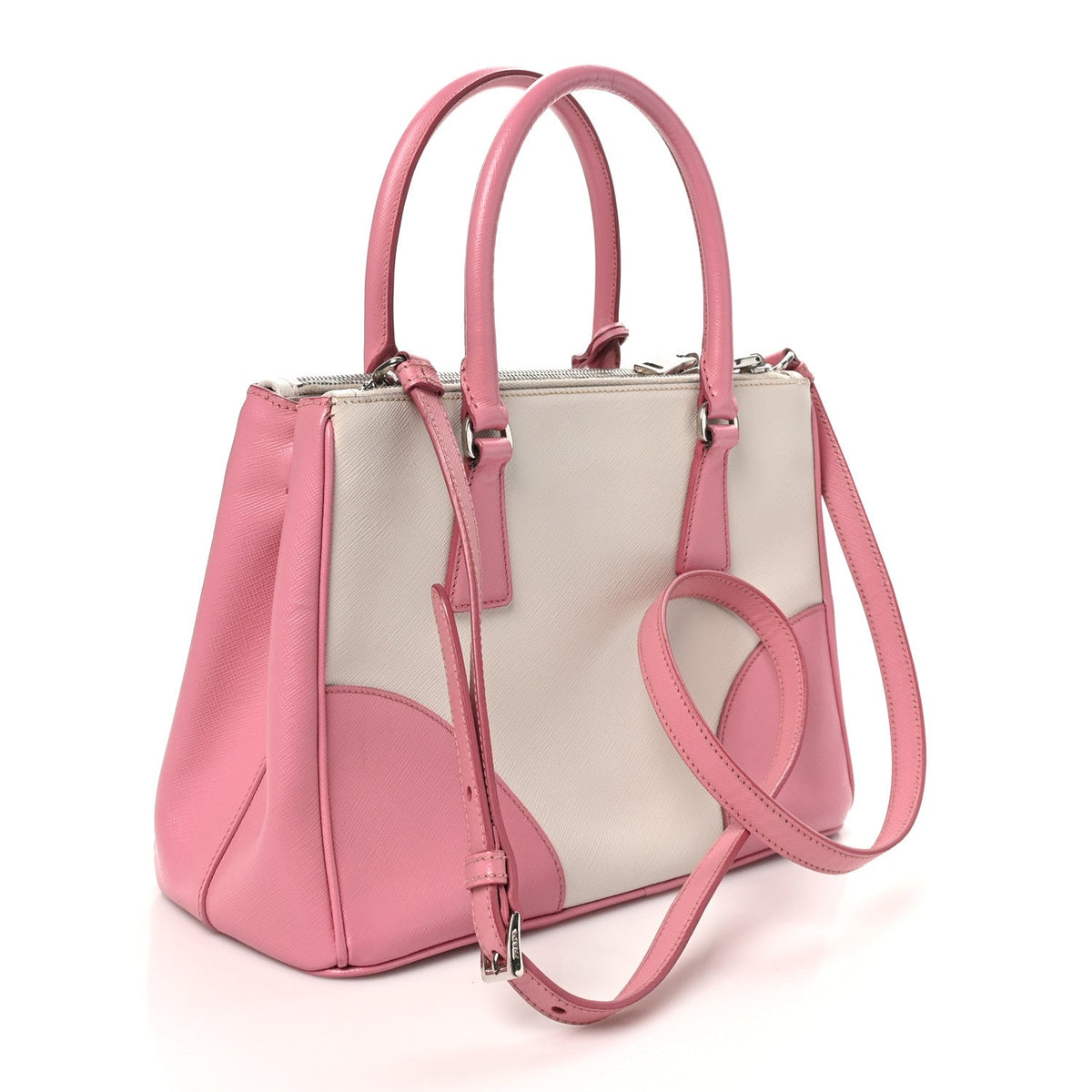 Saffiano Lux Colorblock Small Galleria Double Zip Tote Peonia