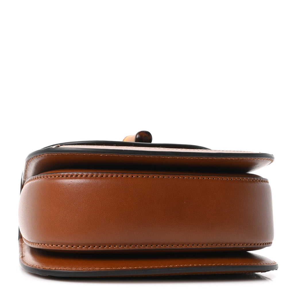 New Canvas Charisma Calfskin Crystal GG Monogram Small Bamboo 1947 Top Handle Bag Camel Ebony
