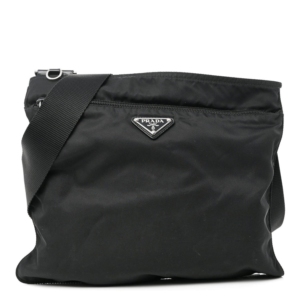 Nylon Vela Flat Messenger Bag Black