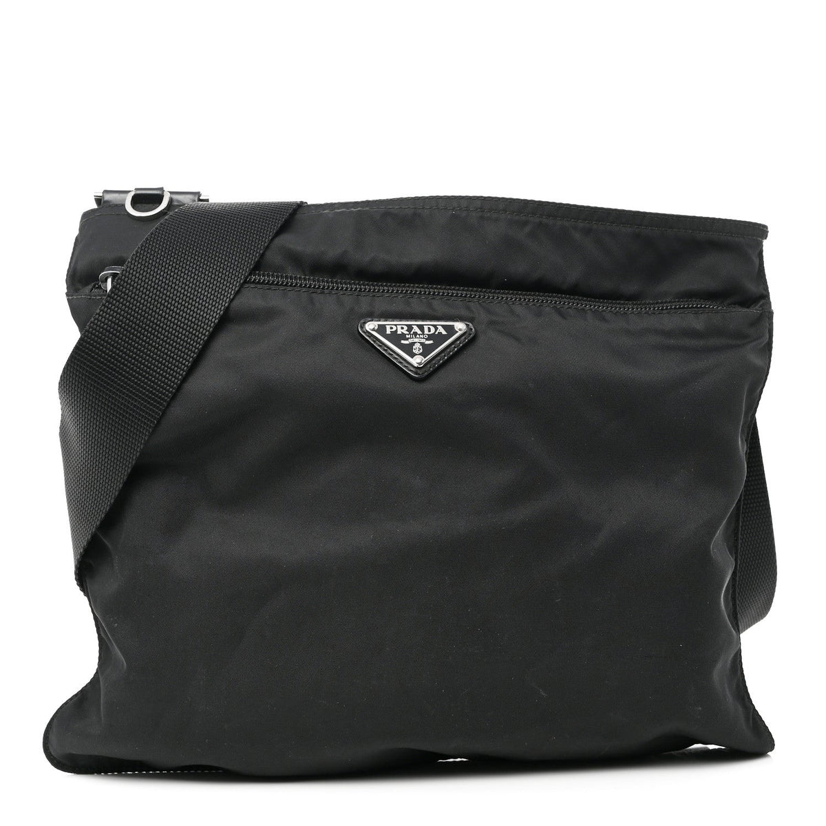 Nylon Vela Flat Messenger Bag Black