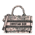 Canvas Embroidered Mini Book Tote With Strap Pink Multicolor