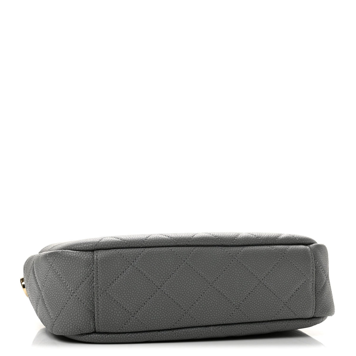 Iridescent Caviar Flat Quilted Small Coco Tassel Camera Case Grey
