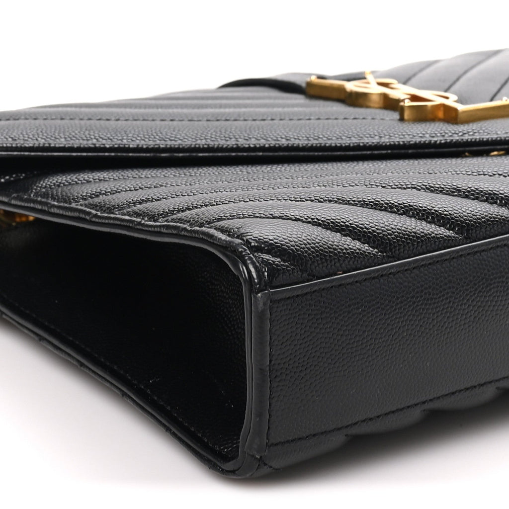 Grain De Poudre Matelasse Chevron Medium Monogram Satchel Black