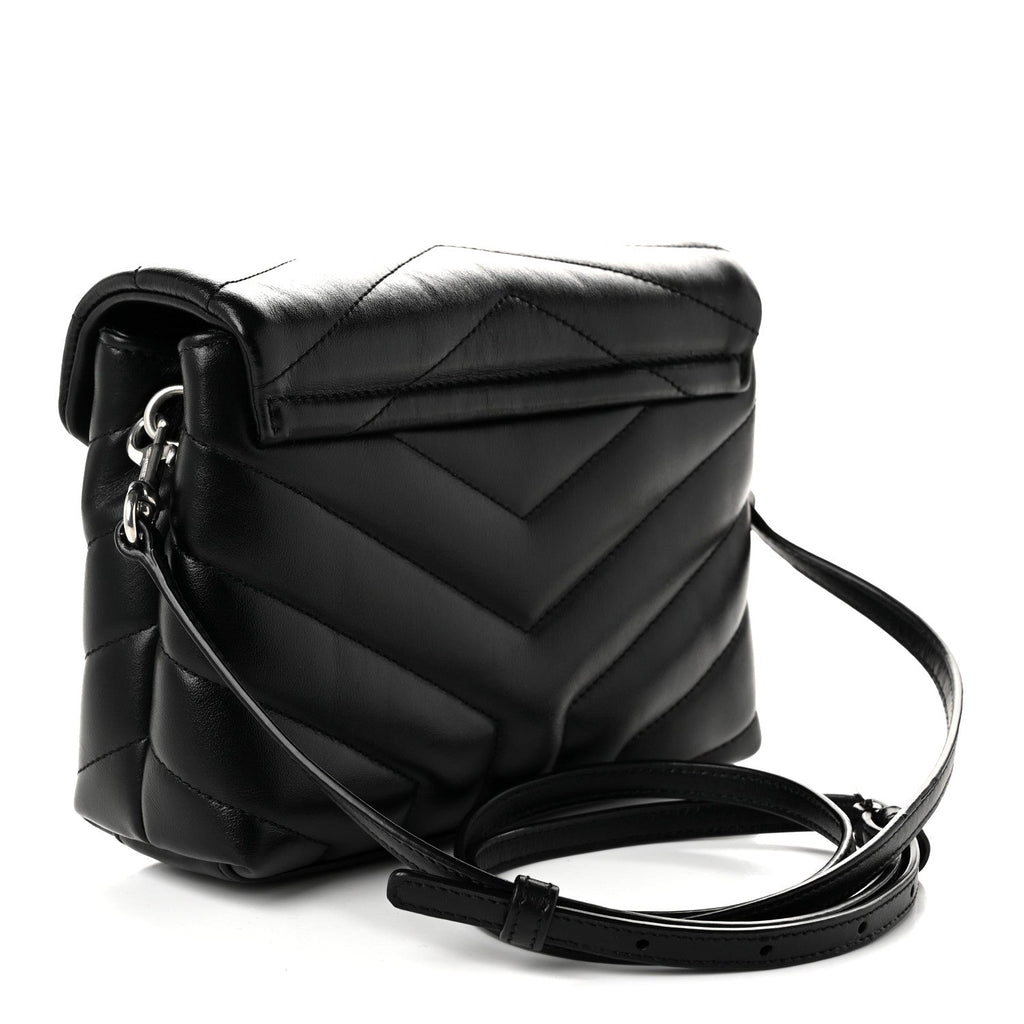Calfskin Y Quilted Monogram Toy Loulou Crossbody Bag Black