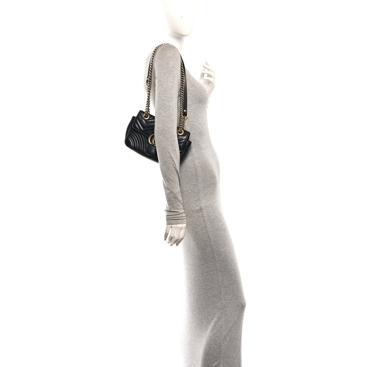 Calfskin Matelasse Mini GG Marmont Shoulder Bag Black
