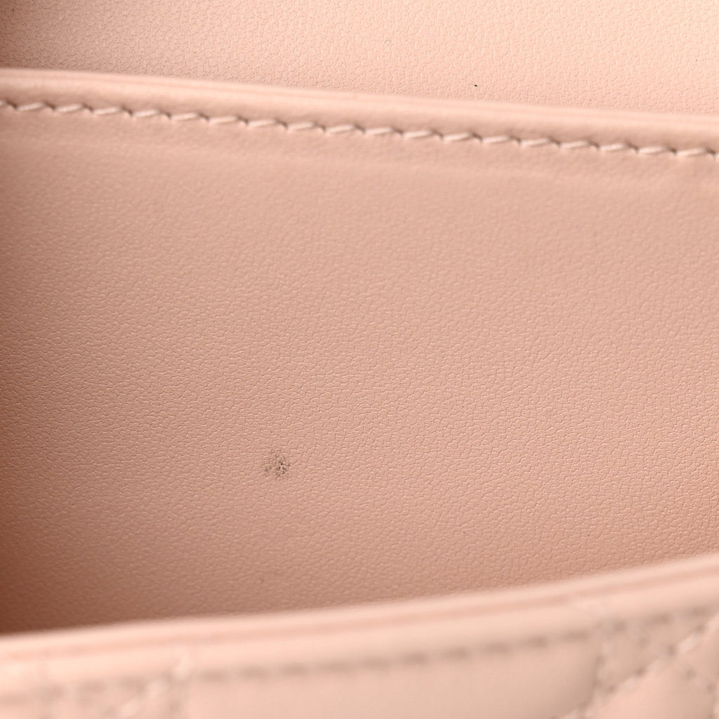 Lambskin Cannage Mini My Dior Top Handle Clutch Rose Poudre