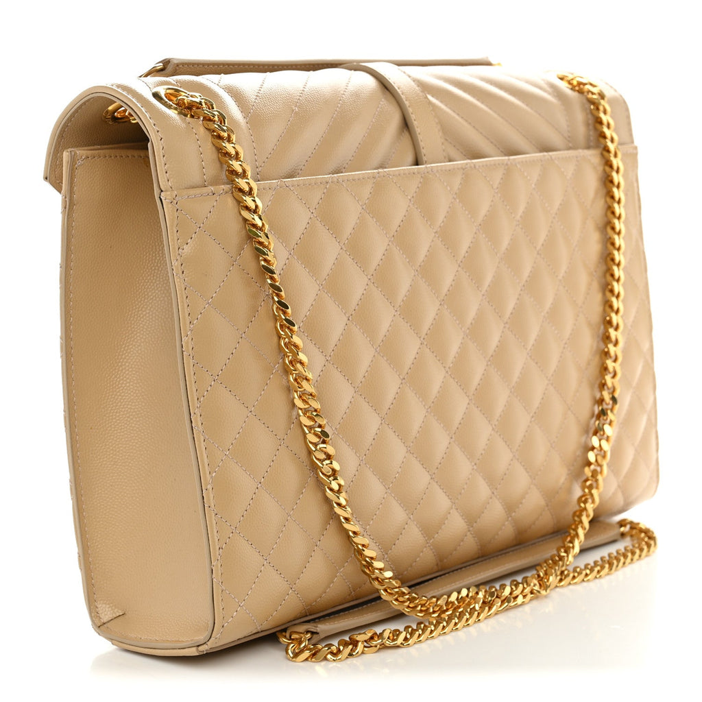 Grain De Poudre Mixed Matelasse Large Triquilt Monogram Satchel Nude Powder