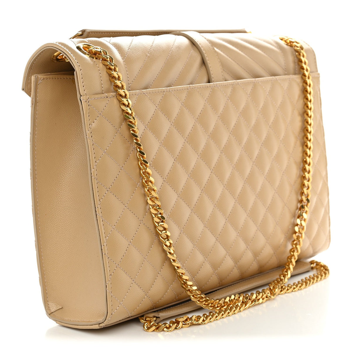 Grain De Poudre Mixed Matelasse Large Triquilt Monogram Satchel Nude Powder