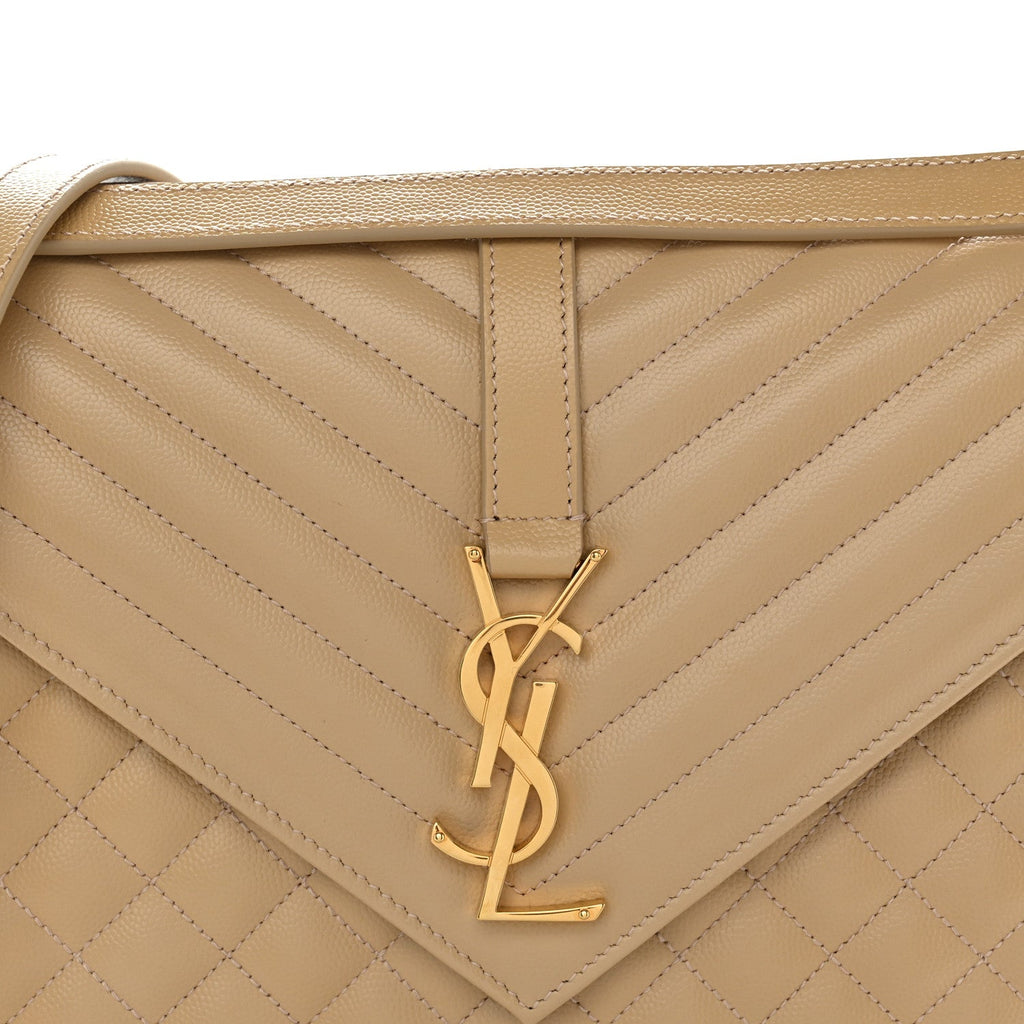 Grain De Poudre Mixed Matelasse Large Triquilt Monogram Satchel Nude Powder