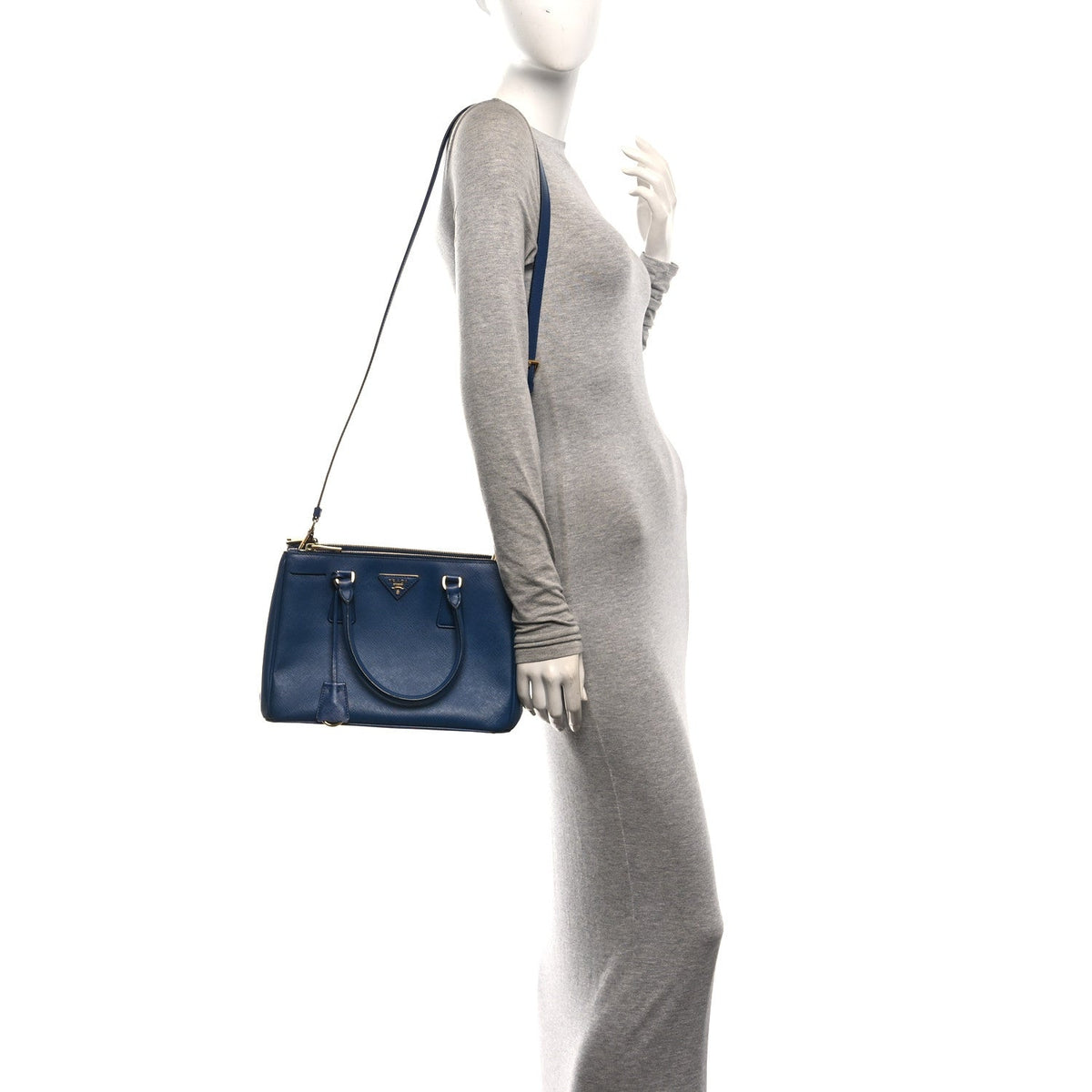 Saffiano Small Galleria Double Zip Tote Bluette