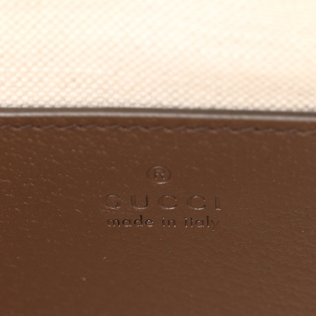 GG Supreme Monogram Textured Dollar Calfskin Web Medium Ophidia Top Handle Bowler Bag Beige Ebony New Acero