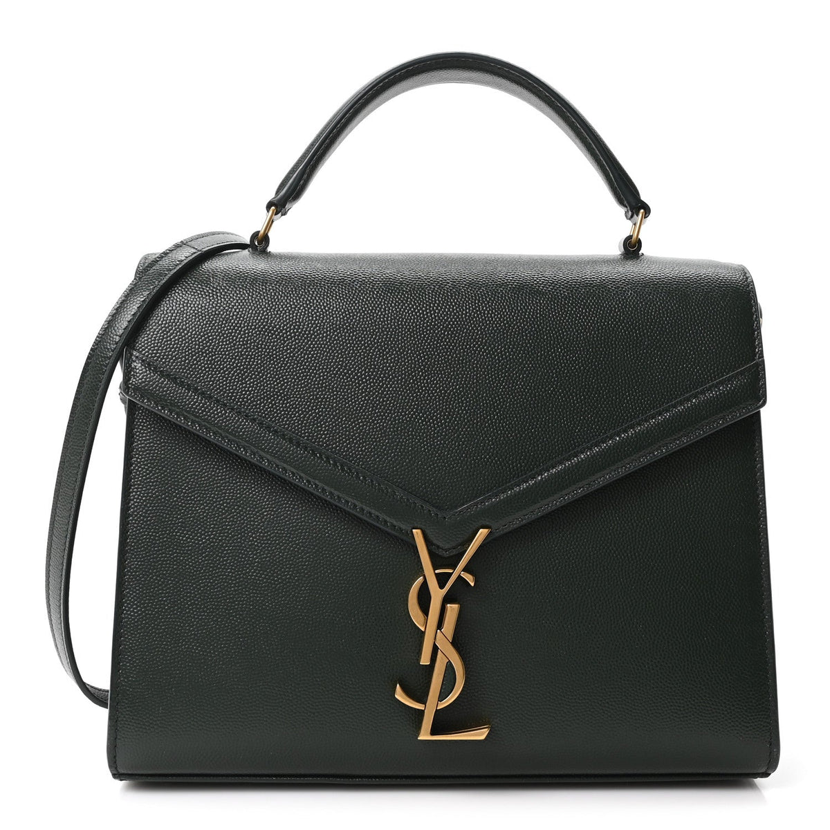 Grain de Poudre Medium Classic Monogram Cassandra Top Handle Vert Fonce