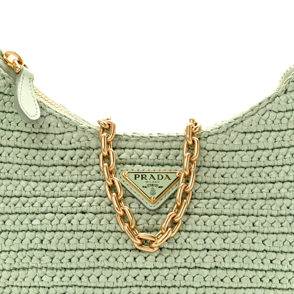 Yarn Raffia Effect Crochet Re-Edition 2005 Shoulder Bag Acqua