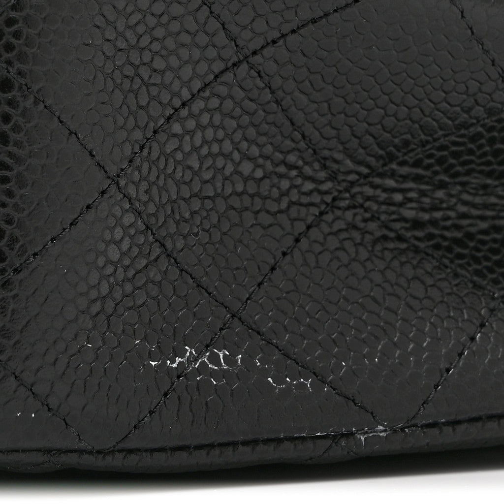 Caviar Quilted Medium Double Flap Black