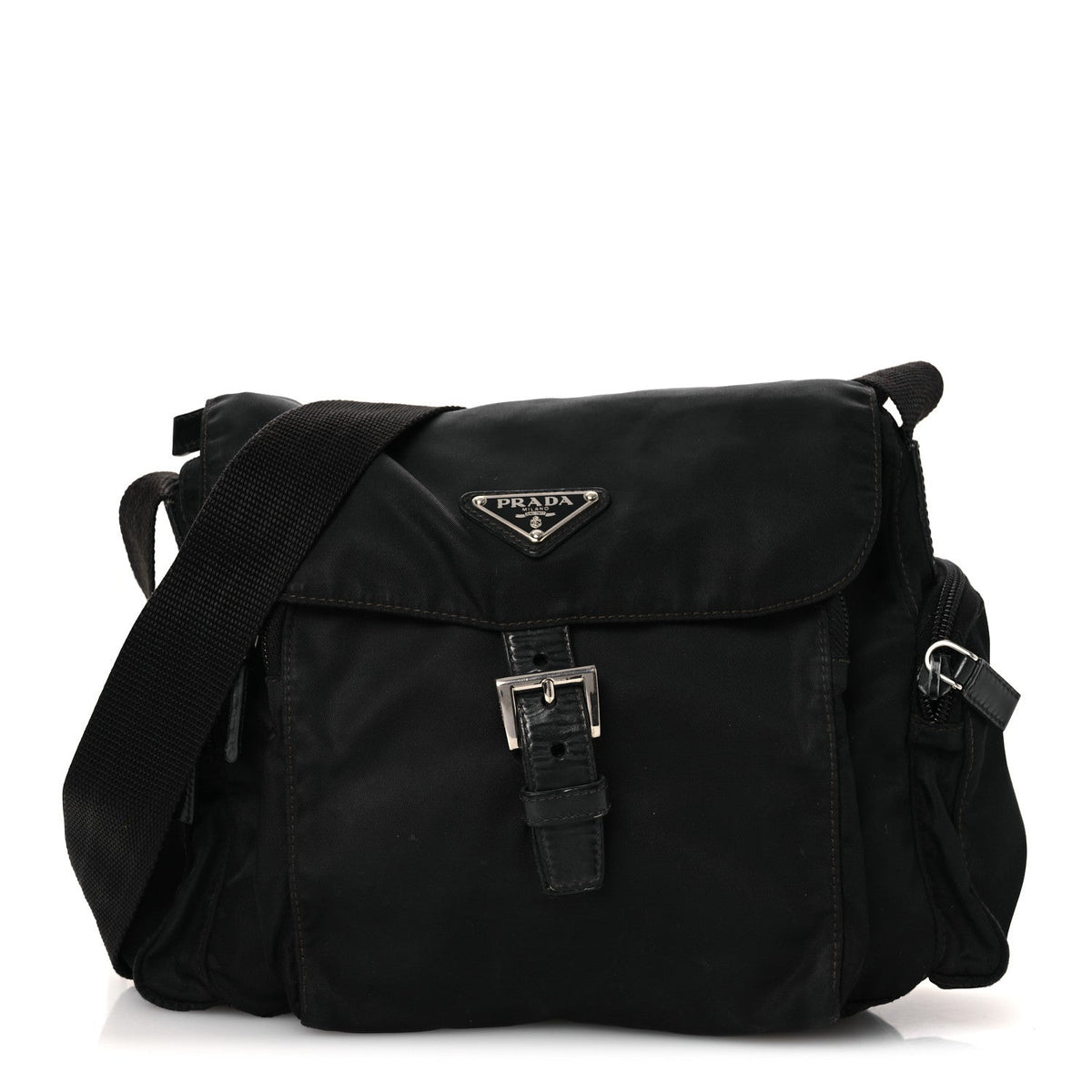 Tessuto Nylon Saffiano Small Vela Messenger Black