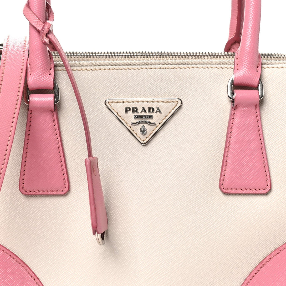 Saffiano Lux Colorblock Small Galleria Double Zip Tote Peonia