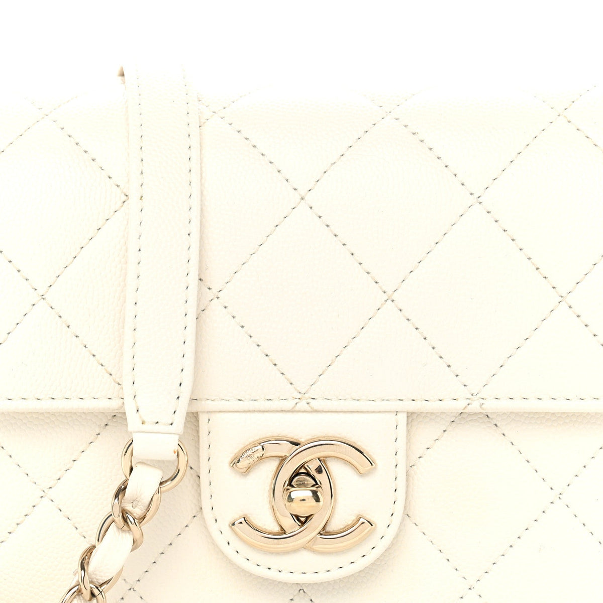 Caviar Quilted Like A Wallet Flap White