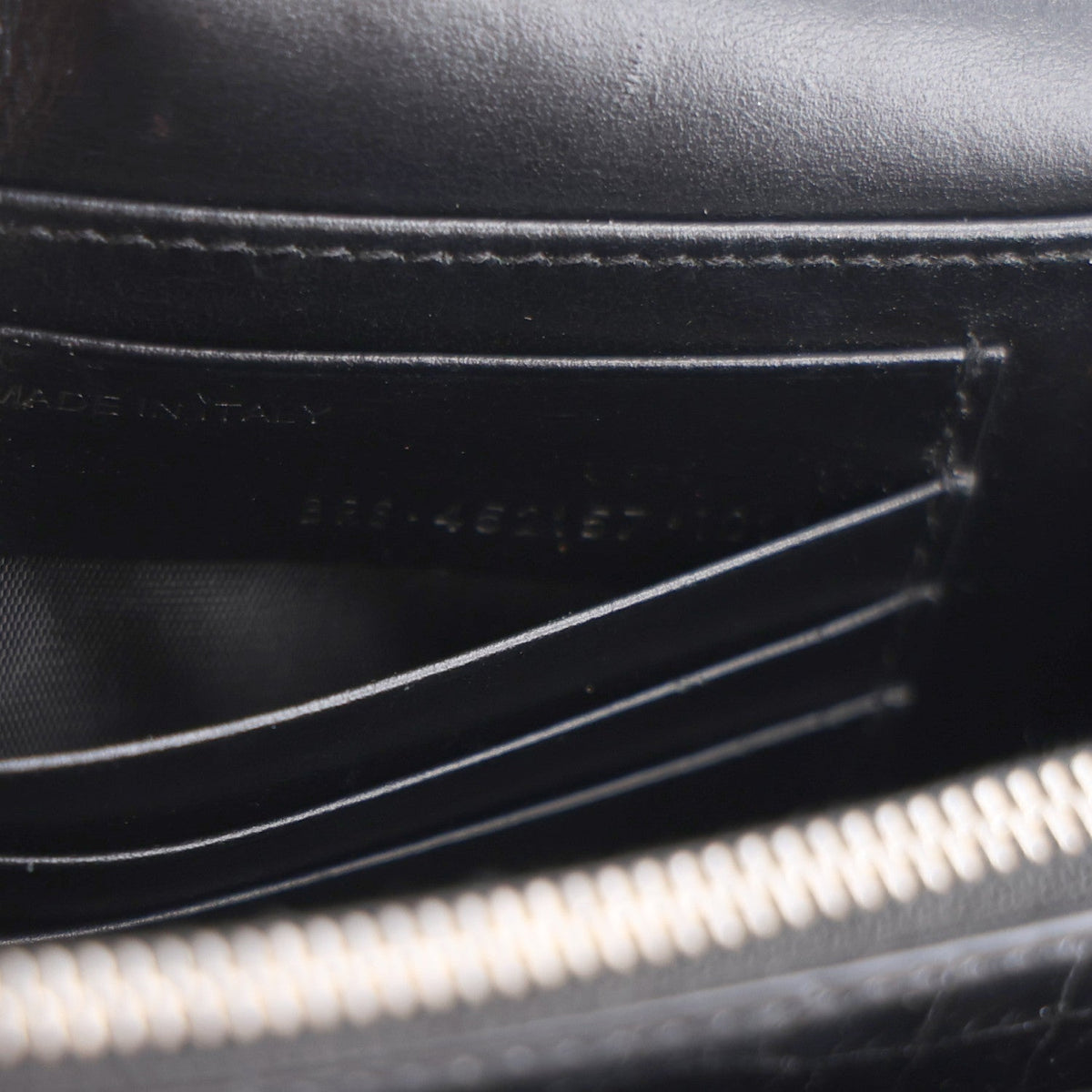 Calfskin Crocodile Embossed Monogram Sunset Chain Wallet Black