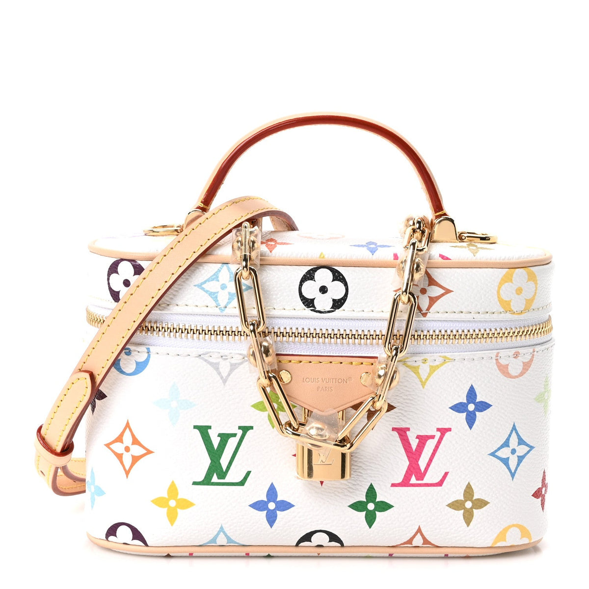 LV x TM Monogram Multicolor Vanity Chain Pouch White