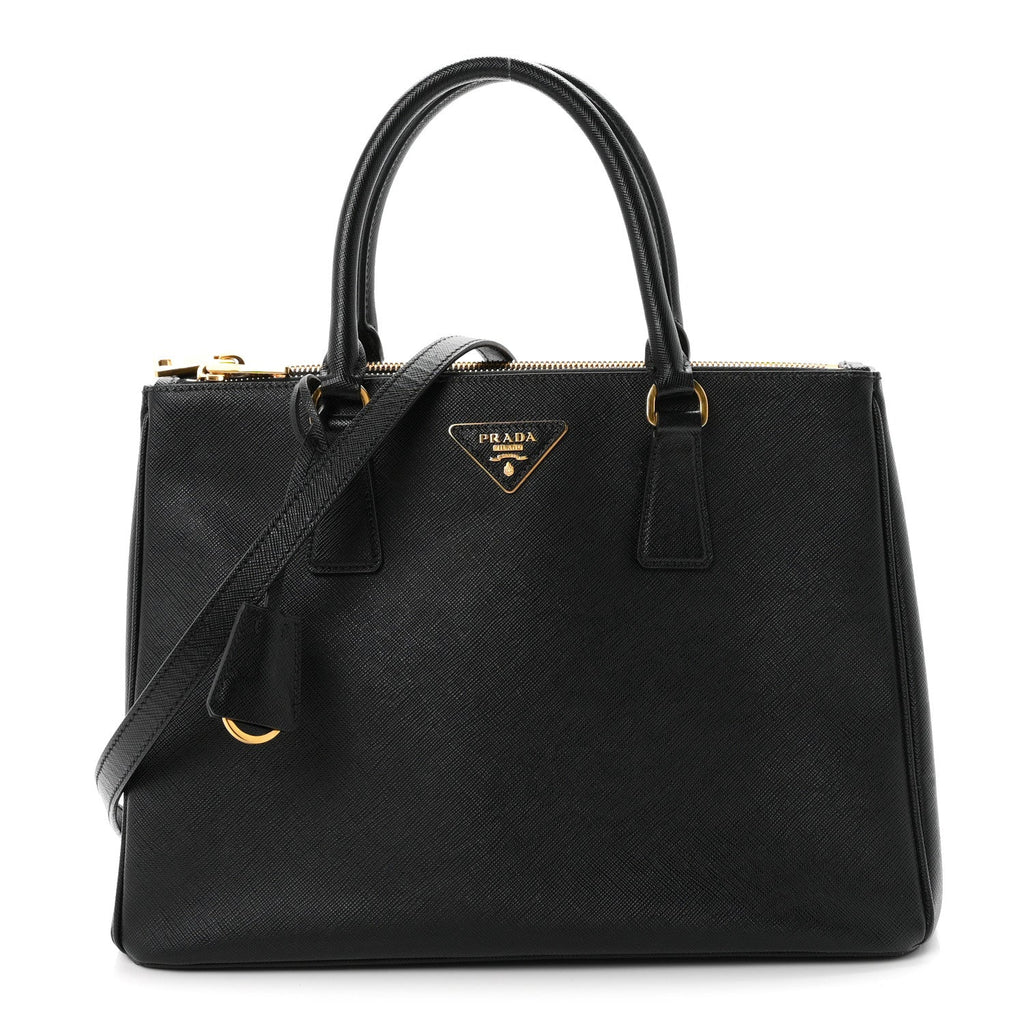 Saffiano Small Galleria Double Zip Tote Black
