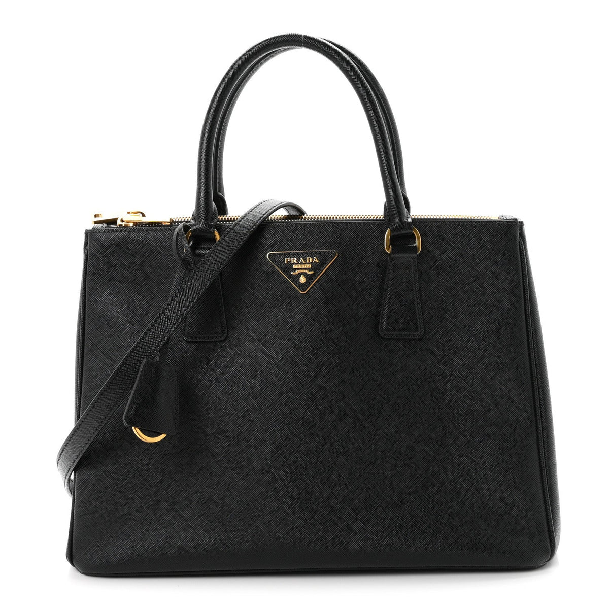 Saffiano Small Galleria Double Zip Tote Black