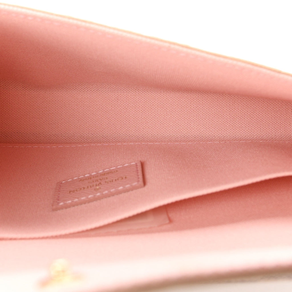 Damier Azur Pochette Felicie Chain Wallet Rose Ballerine